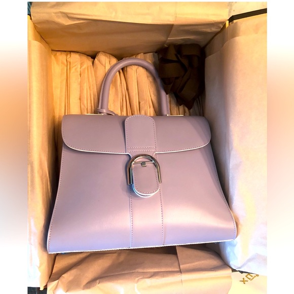 New $8,500 Delvaux Brilliant MM Box Calf Leather Rare Lilac Color Handbag - Picture 16 of 16